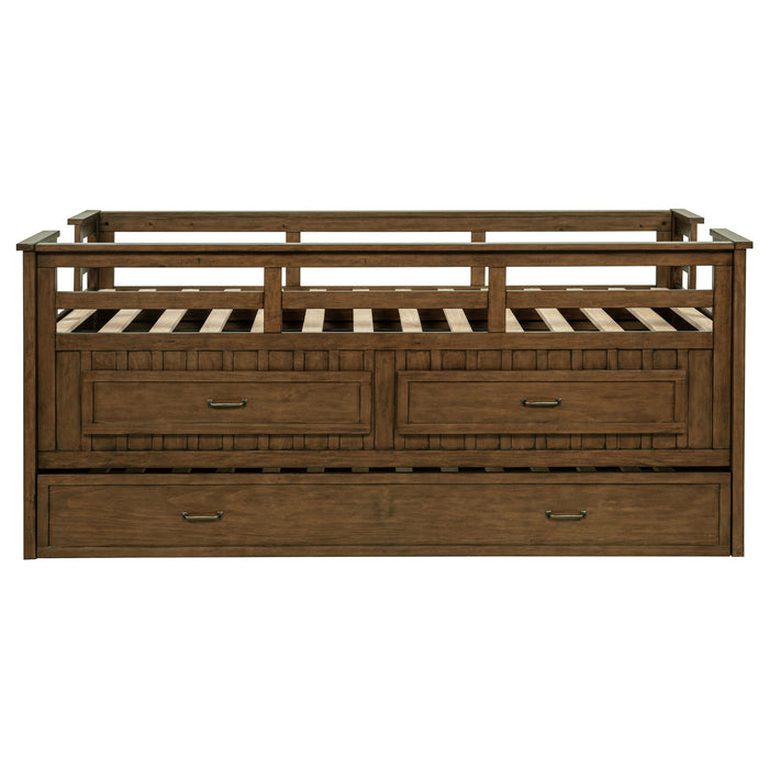 Carlsbad Wood Twin Captains Bed With Trundle Medium Brown