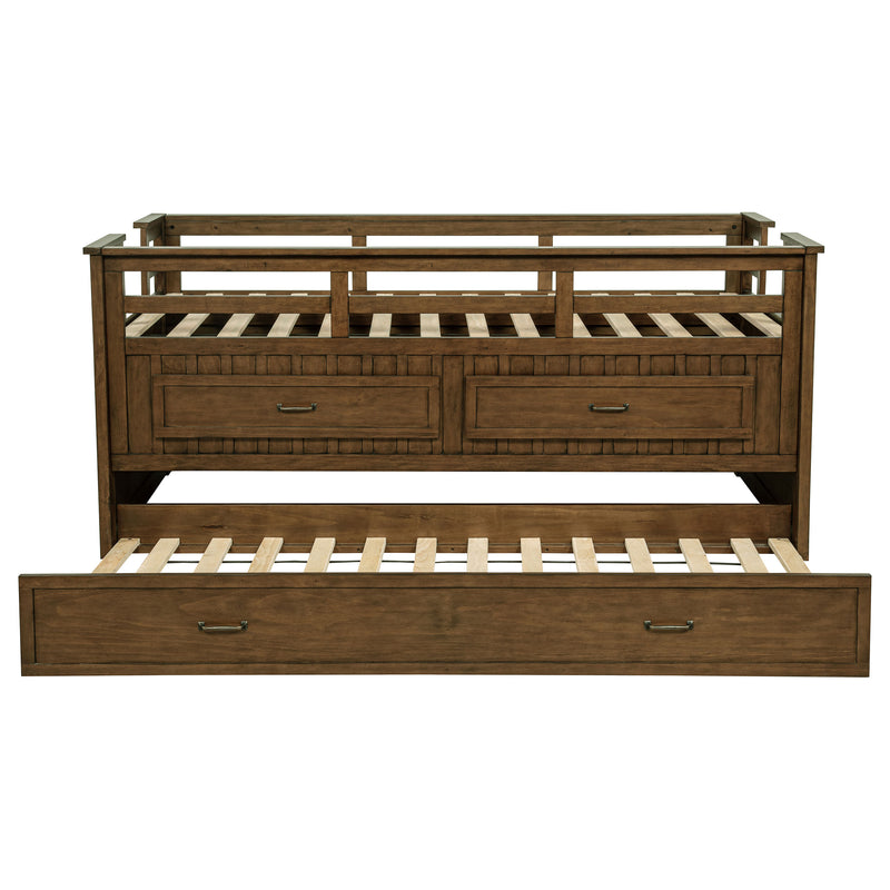Carlsbad Wood Twin Captains Bed With Trundle Medium Brown