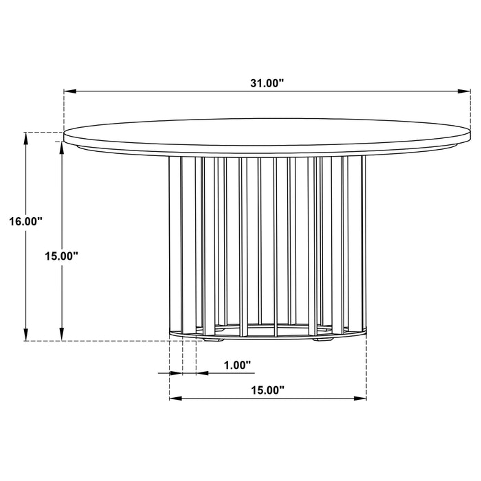 Haven Round Genuine White Marble Top Coffee Table Black