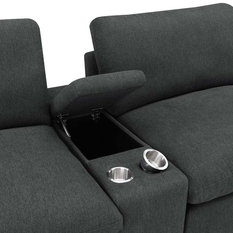 Collins 5-Piece Power Reclining Home Theater Seating Dark Grey