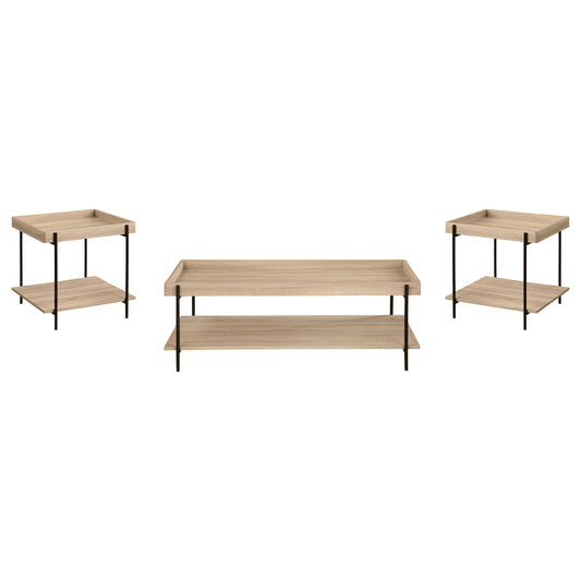 Fallon 3-piece Rectangular Coffee and End Table Set Natural