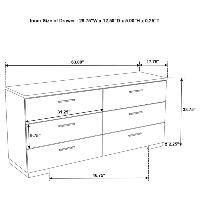 Felicity 5-piece California King Bedroom Set White High Gloss