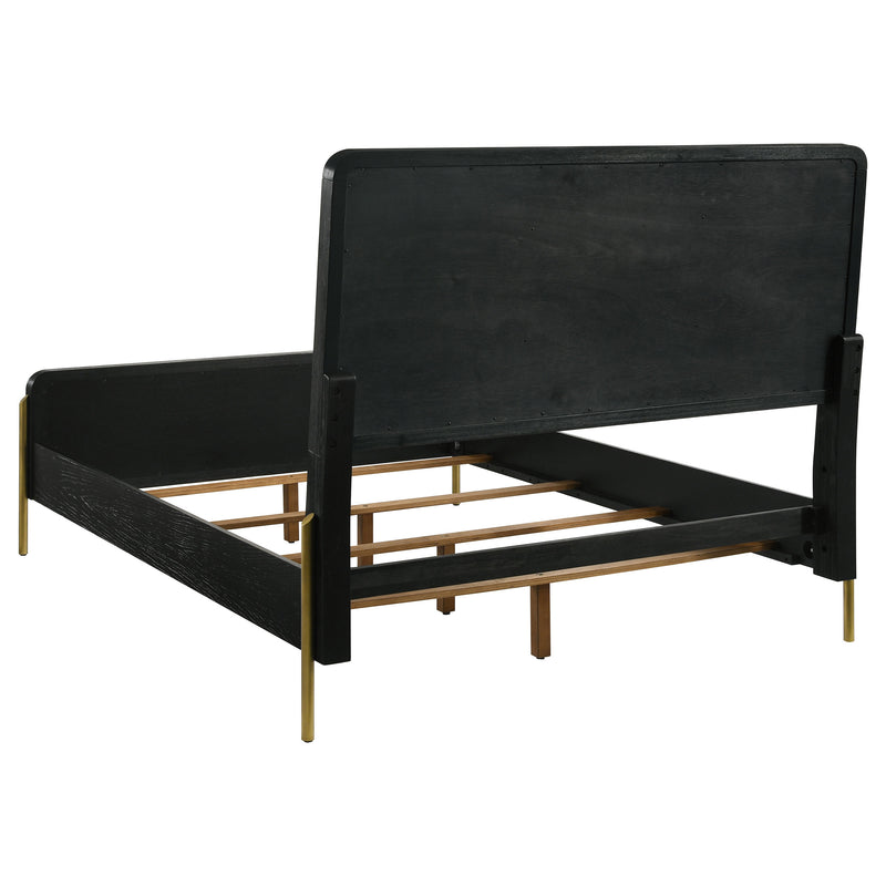Arini Rattan California King Panel Bed Black and Natural