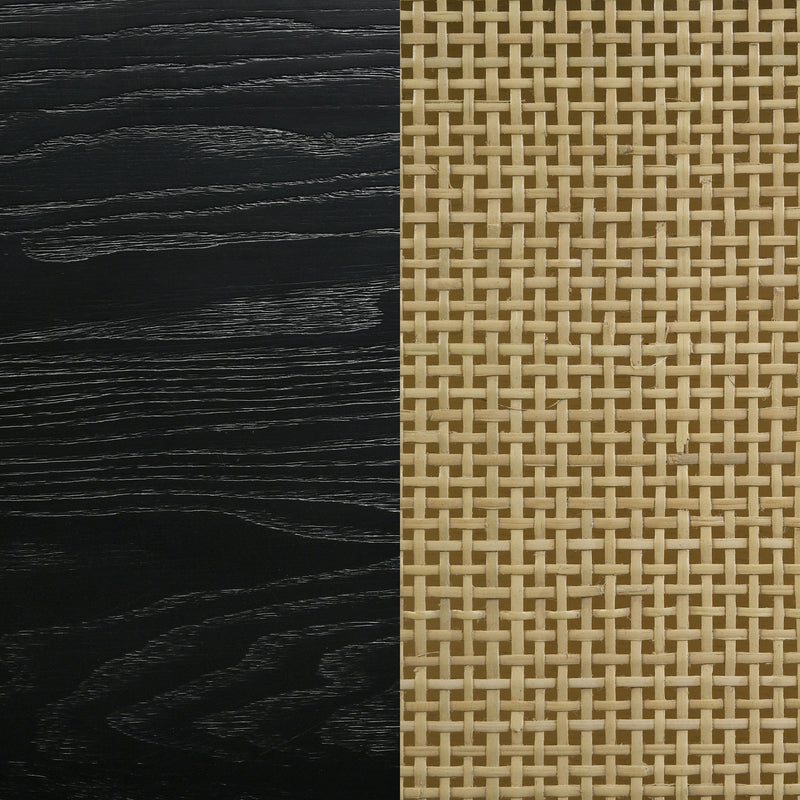 Arini Rattan California King Panel Bed Black and Natural