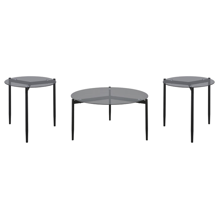 Rosalie 3-piece Round Coffee and End Table Set Grey