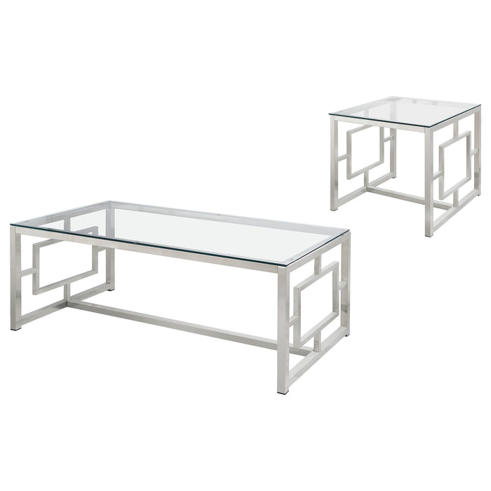 Merced 2-piece Rectangular Coffee and End Table Set Nickel