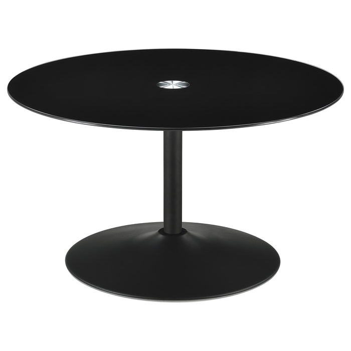 Ganso 3-piece Round Glass Top Coffee and End Table Set Black