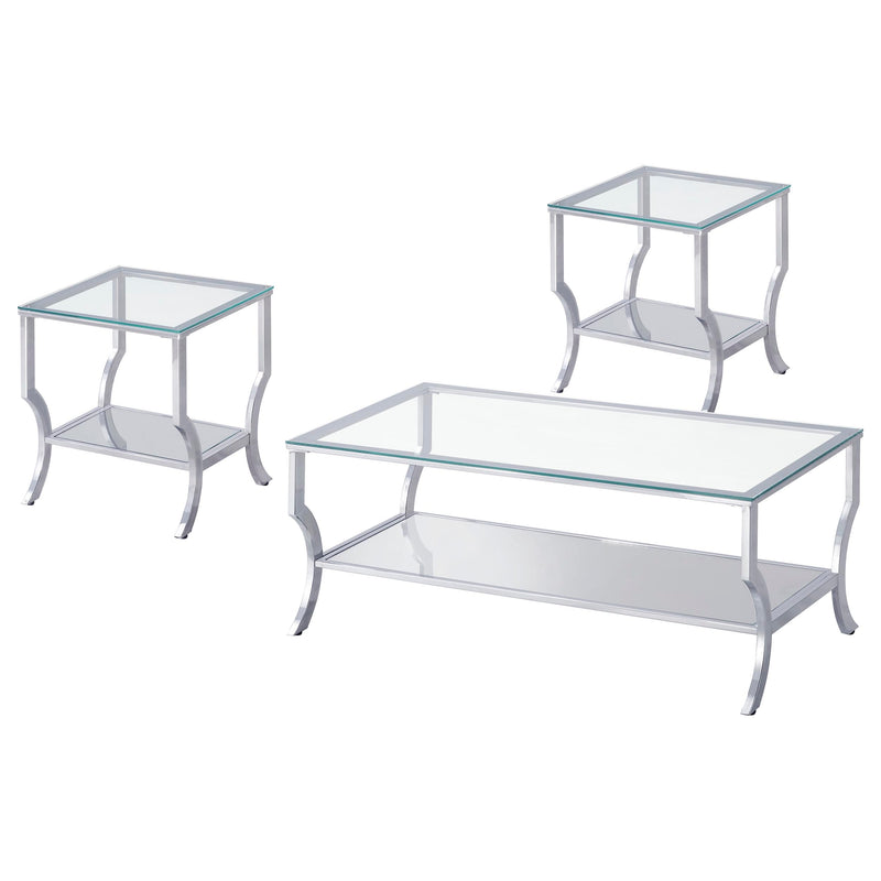 Saide 3-piece Glass Top Coffee and End Table Set Chrome