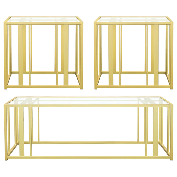 Adri 3-piece Coffee and End Table Set Matte Brass