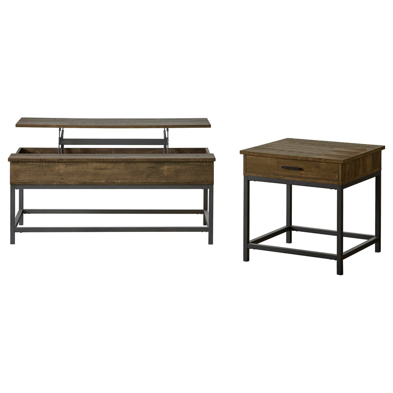 Byers 2-piece Lift Top Coffee and End Table Set Brown Oak
