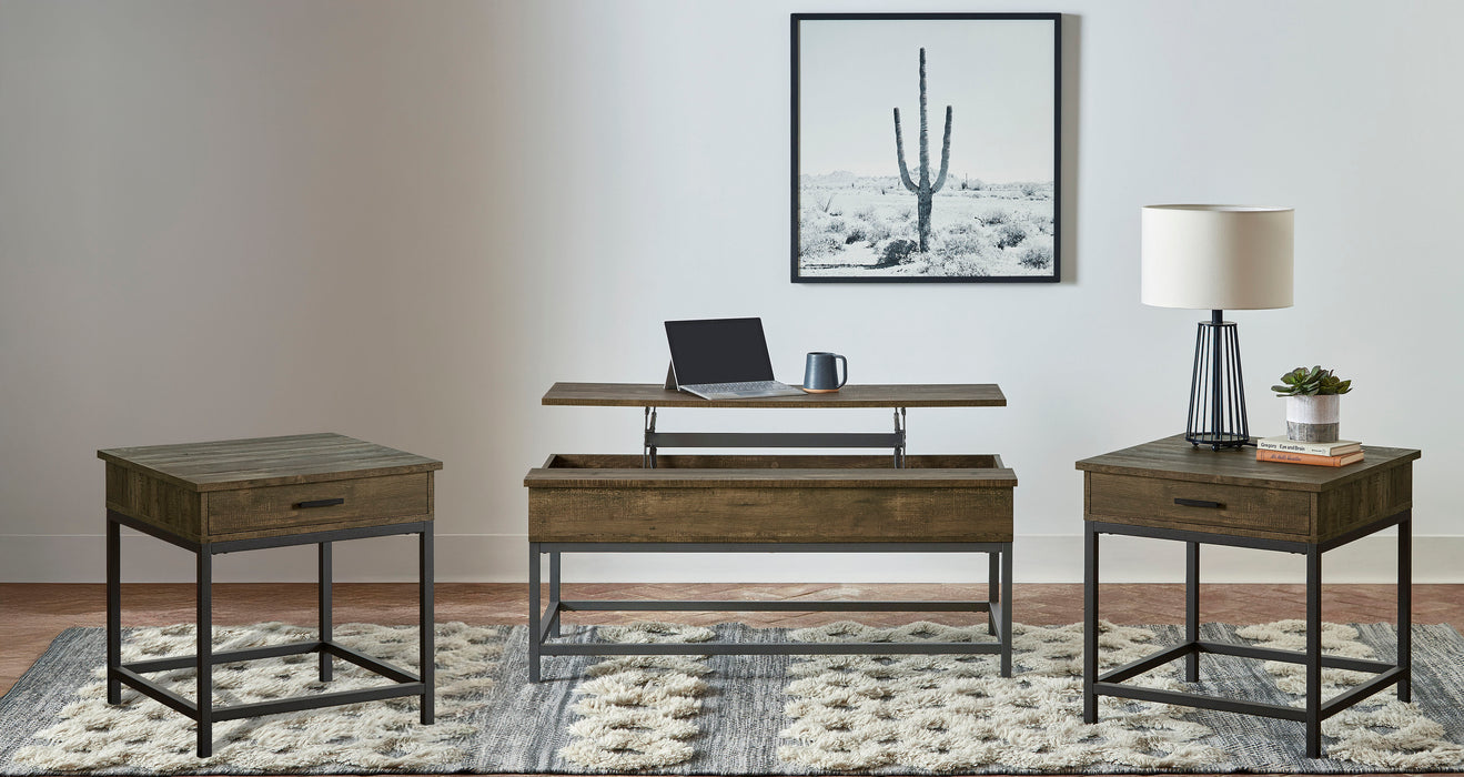 Byers 3-piece Lift Top Coffee and End Table Set Brown Oak