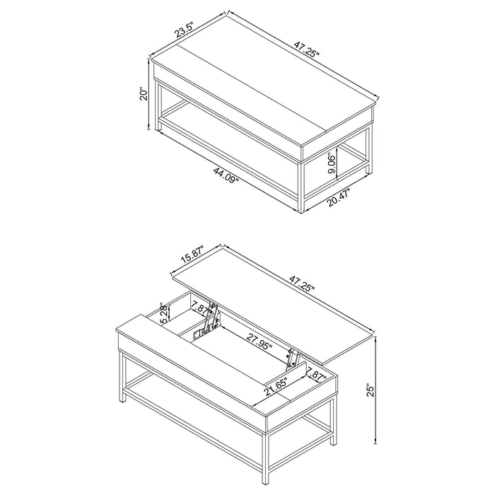 Byers 3-piece Lift Top Coffee and End Table Set Brown Oak