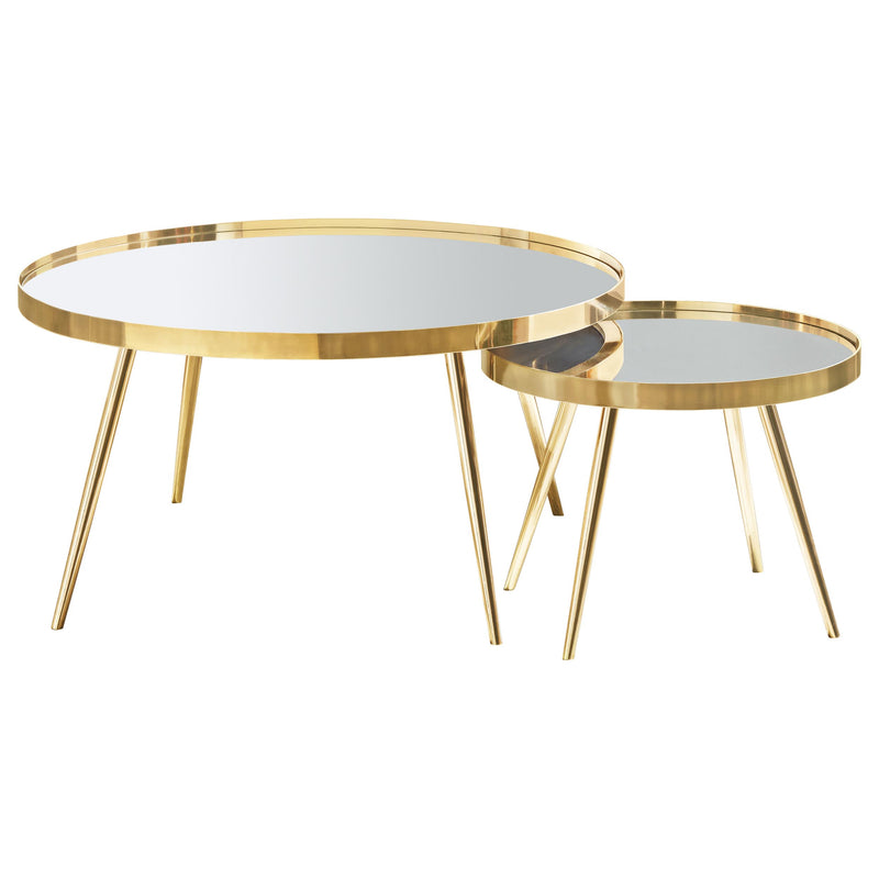 Kaelyn 4-piece Round Coffee and End Table Set Gold