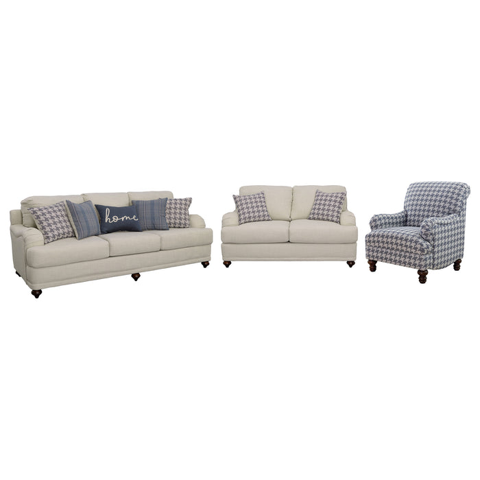 Glenn 3-piece Upholstered Sofa Set Light Grey and Blue