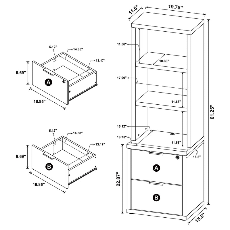 Westpark 3-piece Wall Unit Bookcase Set with USB Mango