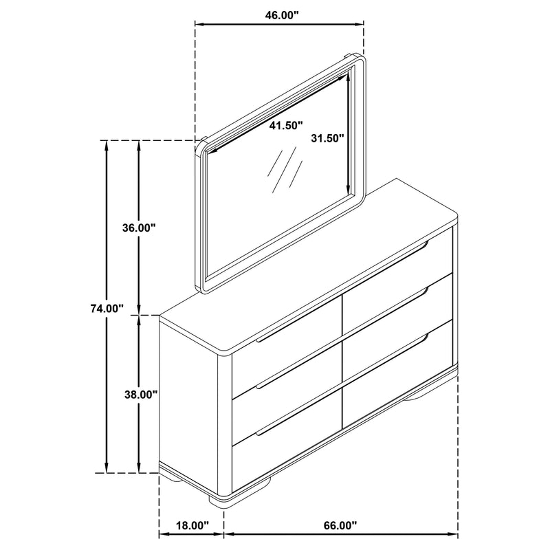 Ladera 6-drawer Bedroom Dresser and Mirror Light Elm
