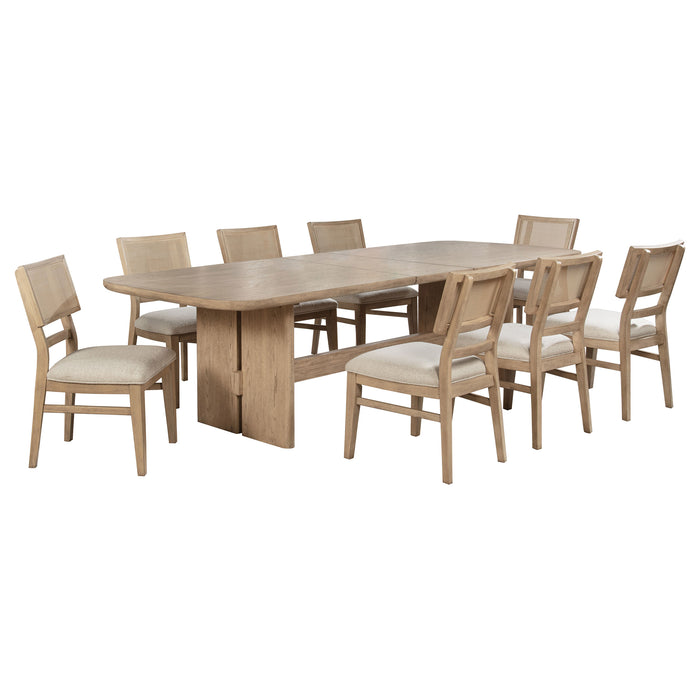 Kailani 9-piece Rectangular Wood Dining Table Set Beige Oak