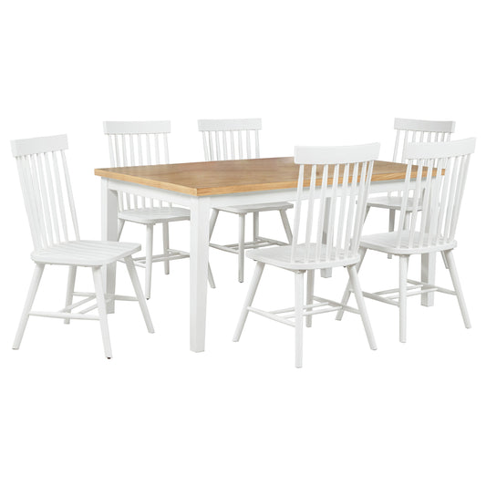 Andrews 7-piece Rectangular Dining Set Light Ash and White