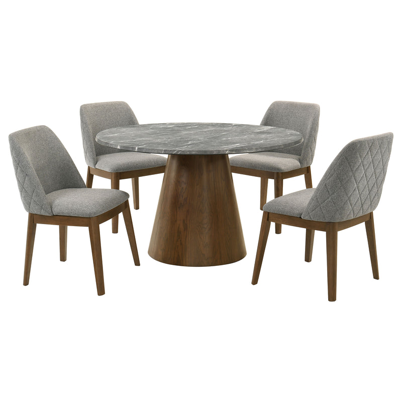 Franklin 5-piece 50-inch Round SmartTop™ Dining Table Set Grey and Dark Brown
