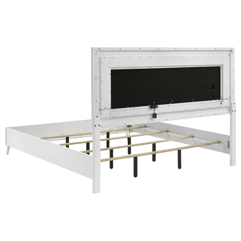 Cassia Eastern King LED Panel Bed White High Gloss