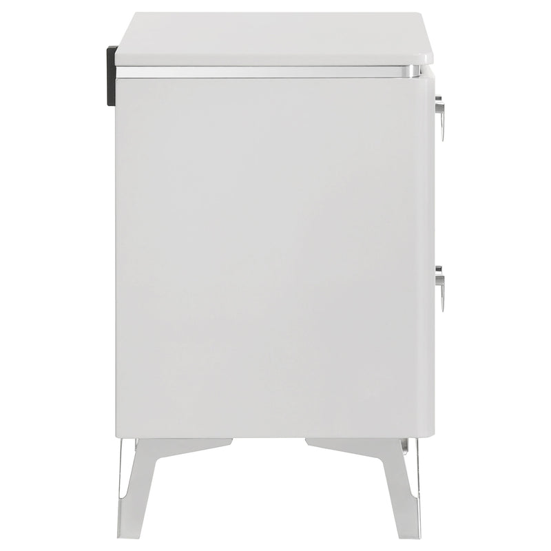 Cassia 2-drawer Nightstand Bedside Table White High Gloss