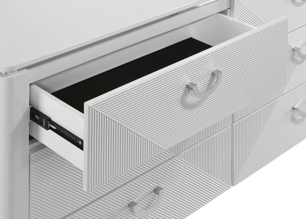 Cassia 6-drawer Bedroom Dresser Cabinet White High Gloss