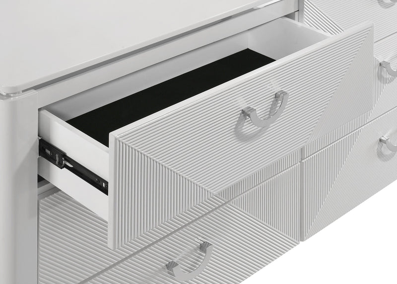Cassia 6-drawer Dresser Cabinet with Mirror White High Gloss