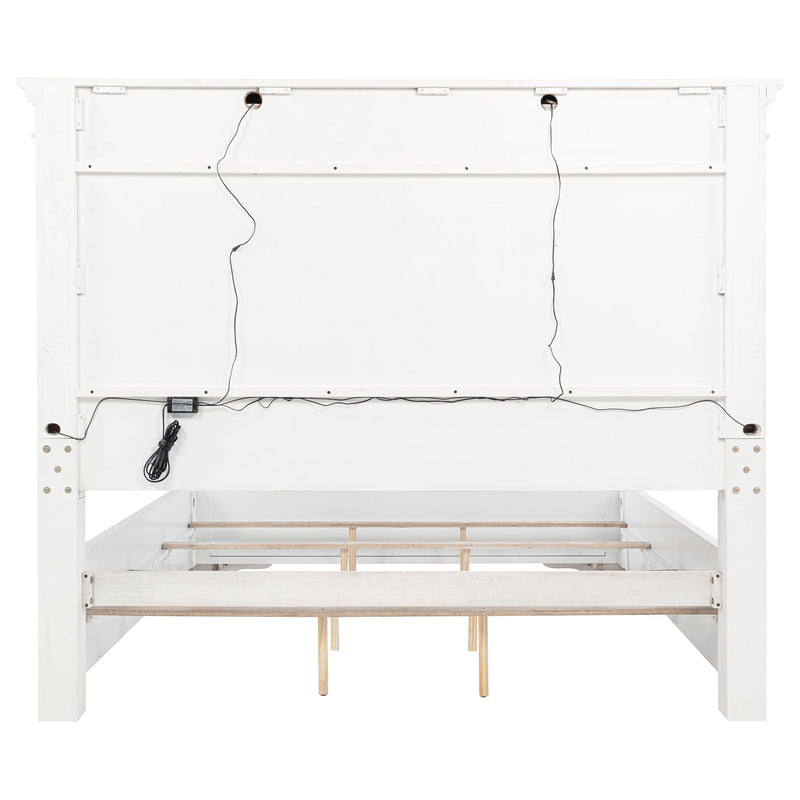 McKinney Queen LED Light Panel Bed Vintage White