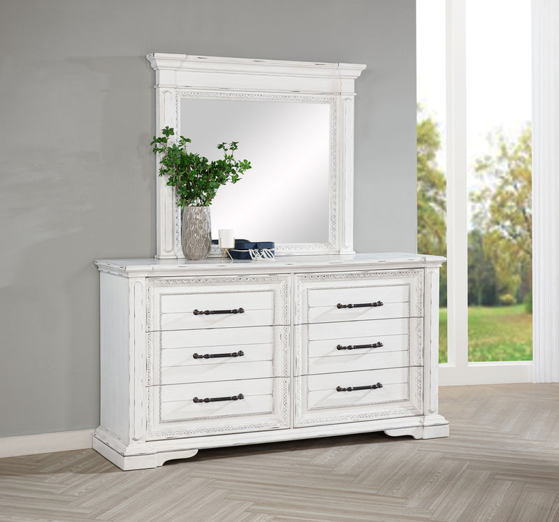 McKinney 6-drawer Bedroom Dresser with Mirror Vintage White