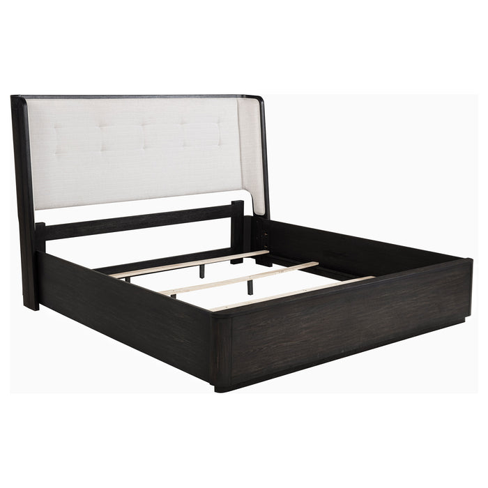 Leandro 55-inch Queen Wingback Bed Burnished Black
