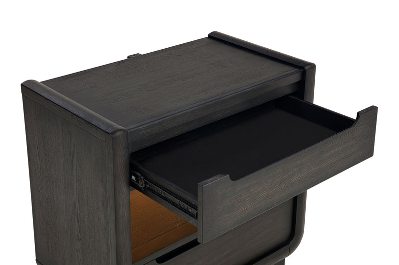 Leandro 2-drawer LED Nightstand with USB Burnished Black