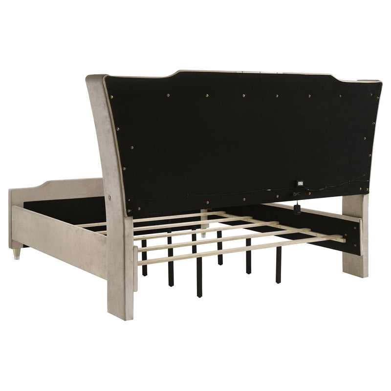 Lorient Eastern King LED Upholstered Bed Ivory and Camel