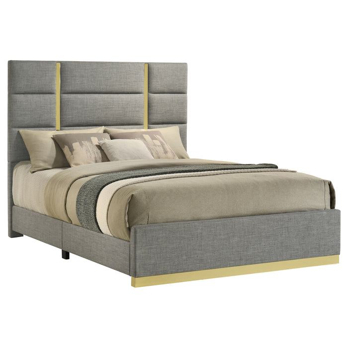 Ines 52-inch Fabric Upholstered Eastern King Panel Bed Grey