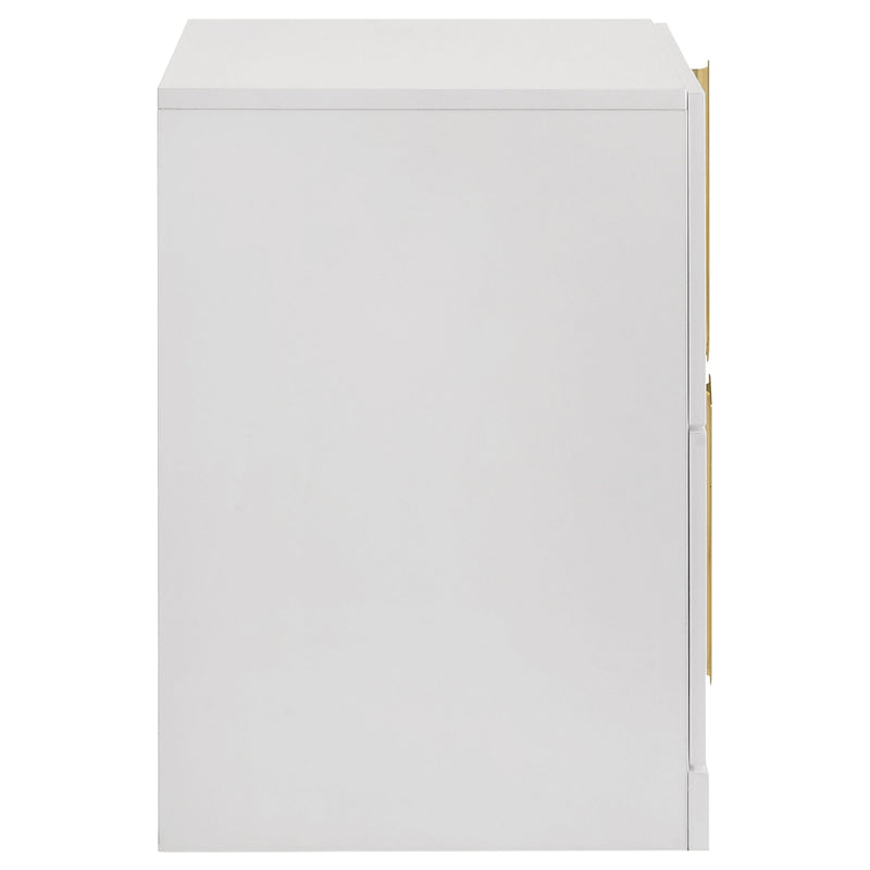 Ines 2-drawer Nightstand Bedside Table White High Gloss