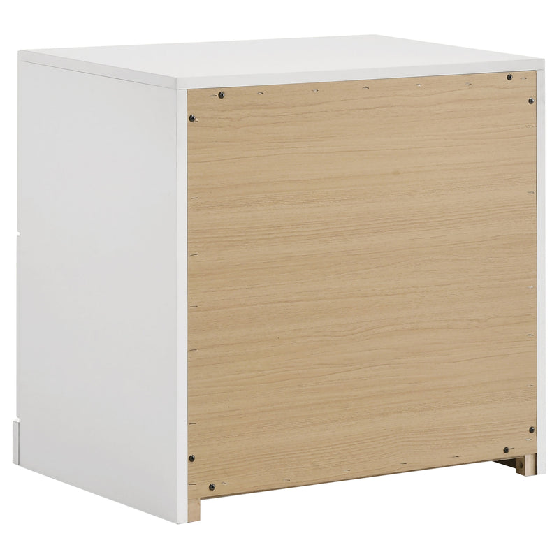 Ines 2-drawer Nightstand Bedside Table White High Gloss