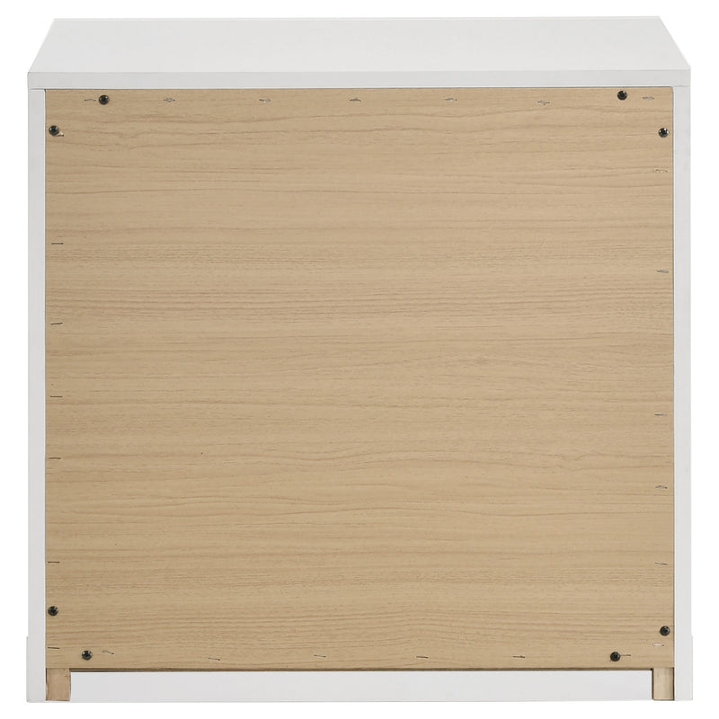 Ines 2-drawer Nightstand Bedside Table White High Gloss