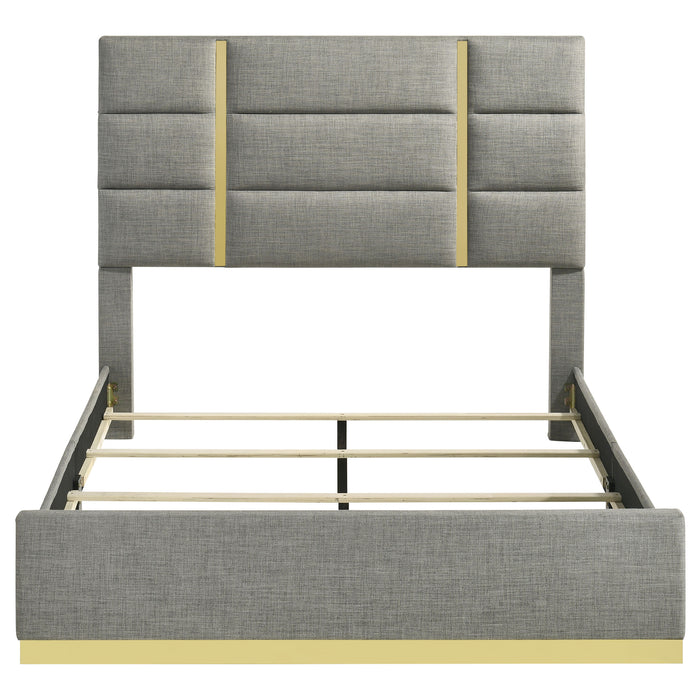 Ines 52-inch Fabric Upholstered Eastern King Panel Bed Grey