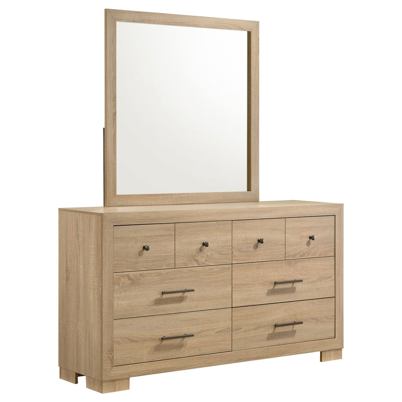 Arielle Dresser and Mirror Set with Mixed Hardware Light Oak