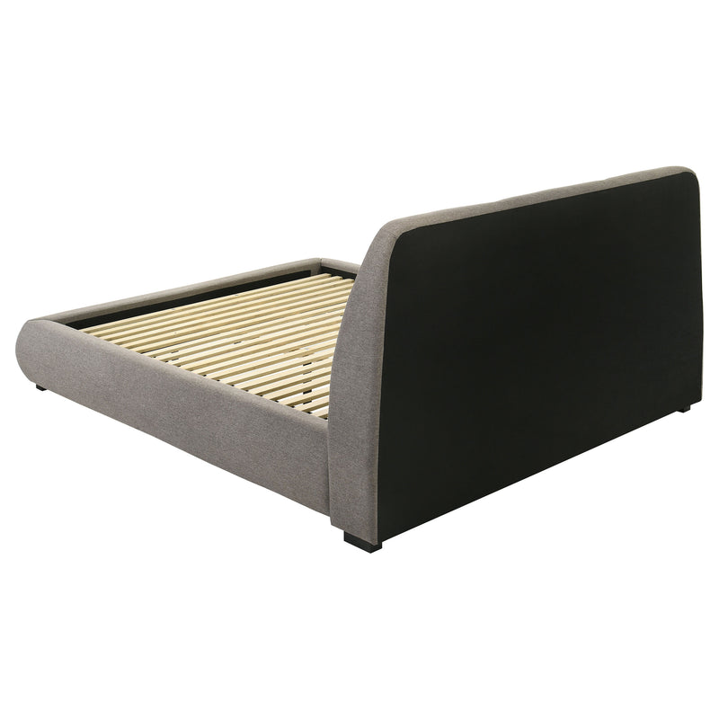 Mokena 46-inch Upholstered Eastern King Platform Bed Taupe