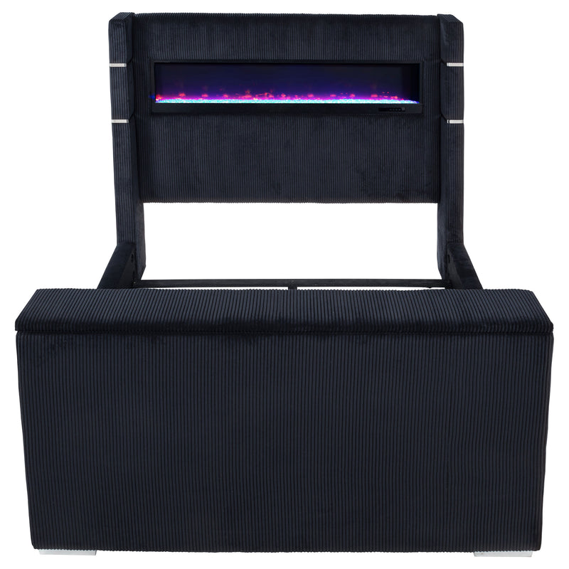 Tisdall Queen Flame Visualizer Wingback TV Bed Black