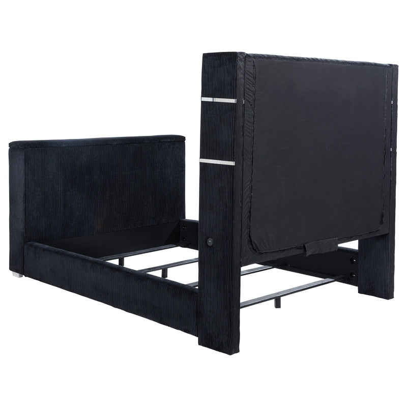 Tisdall Queen Flame Visualizer Wingback TV Bed Black