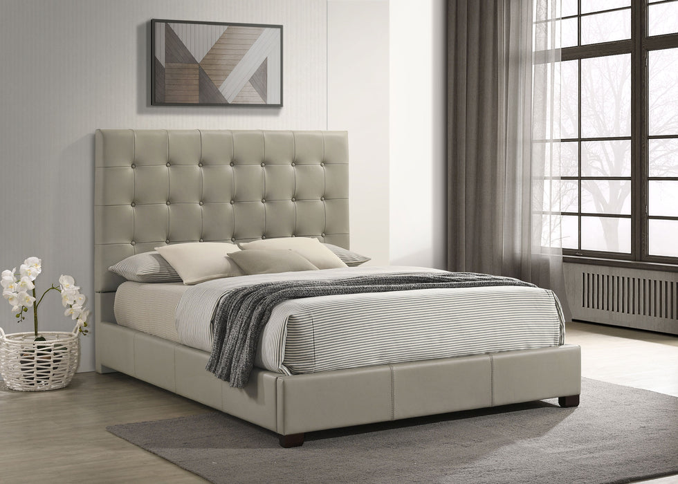 Medley Genuine Leather Queen Panel Platform Bed Tan