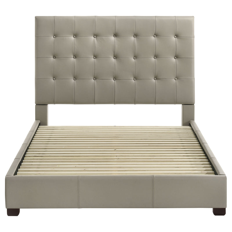 Medley Genuine Leather Queen Panel Platform Bed Tan