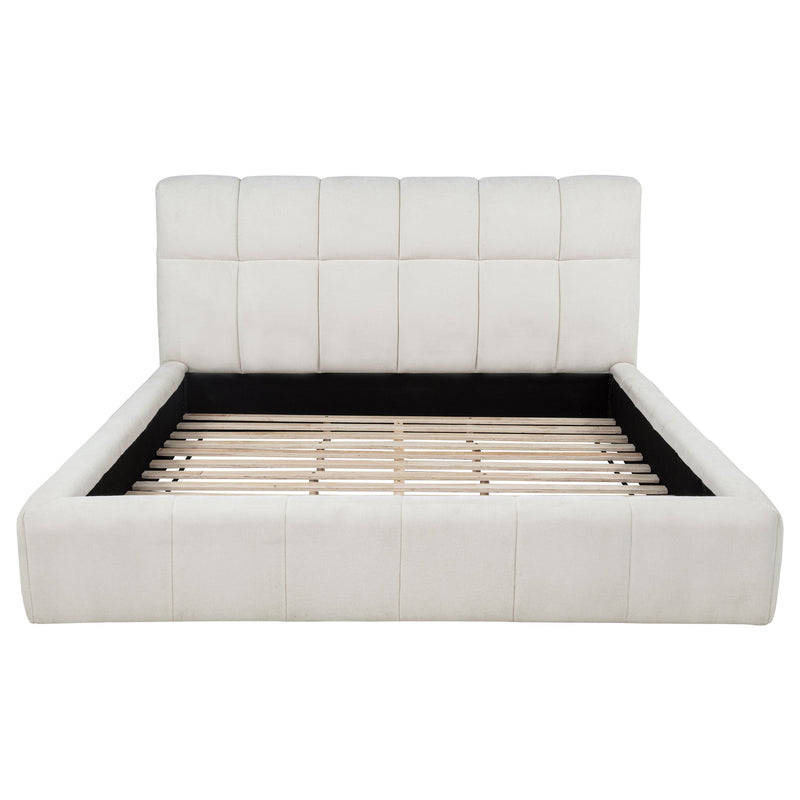Nollet 48-inch Upholstered California King Platform Bed Cream