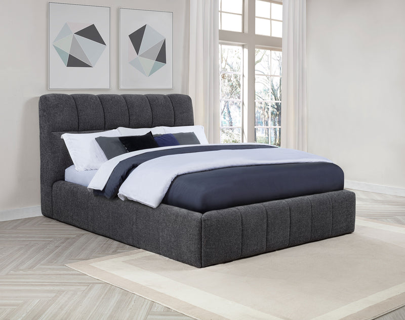Nollet 48-inch Upholstered Eastern King Platform Bed Grey