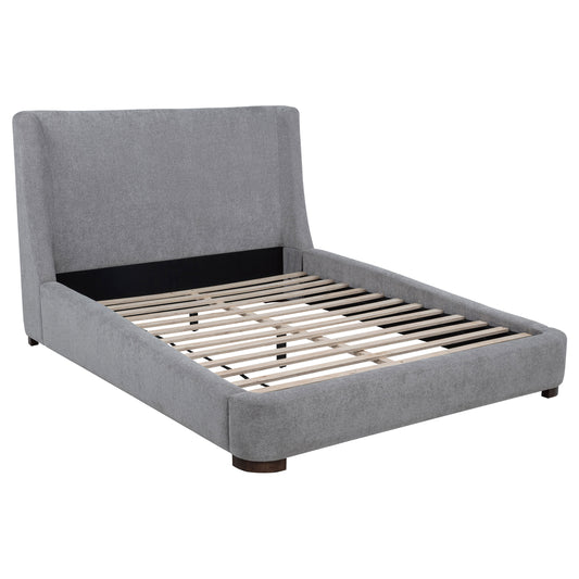 Rennes Upholstered Queen Wingback Platform Bed Grey