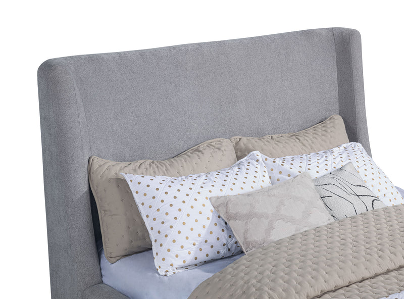 Rennes Upholstered Eastern King Wingback Platform Bed Grey
