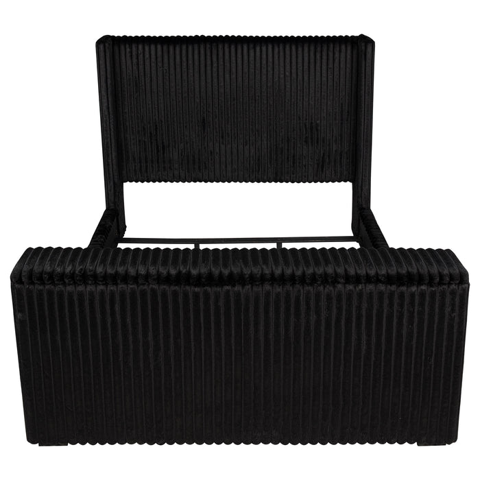 Centergrove Upholstered Eastern King Wingback TV Bed Black