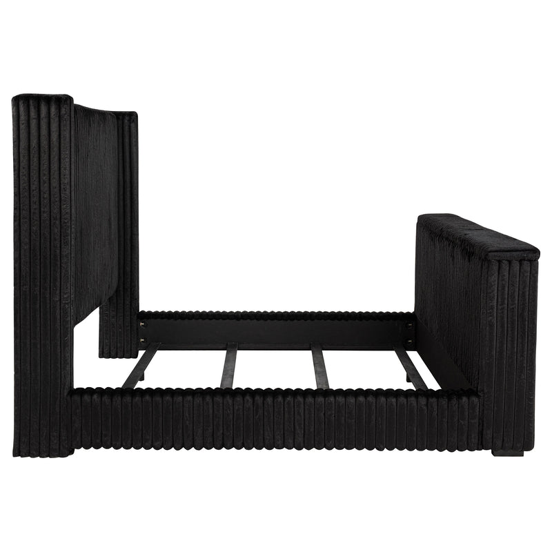 Centergrove Upholstered Queen Wingback TV Bed Black