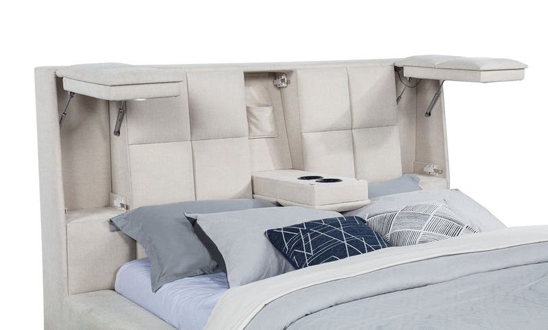 Dreux Upholstered Eastern King Panel Platform Bed Cream